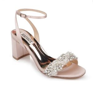 Badgley Mischka Clara Embellished Sandal in Blush